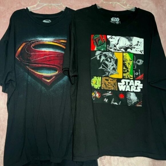 Star Wars And SuperMan Bundle (2) Mens Graphic Short Sleeve Shirts Size XXL - Picture 1 of 11
